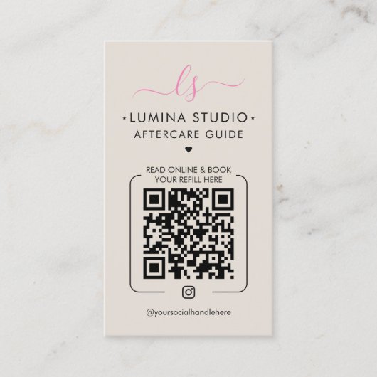 Makeup Artist Lash Tech Pink Sand Aftercare 名刺 (正面)