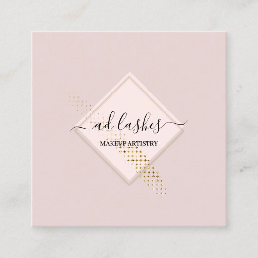 Makeup Artist Lashes Beauty SPA Framed Gold  スクエア名刺 (正面)