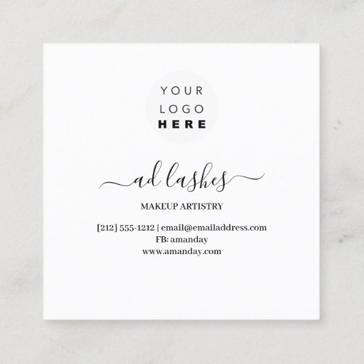 Makeup Artist Lashes Beauty SPA Framed Gold  スクエア名刺 (裏面)