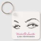 Makeup Artist Lashes Brows Black White Qr Code キーホルダー (正面)