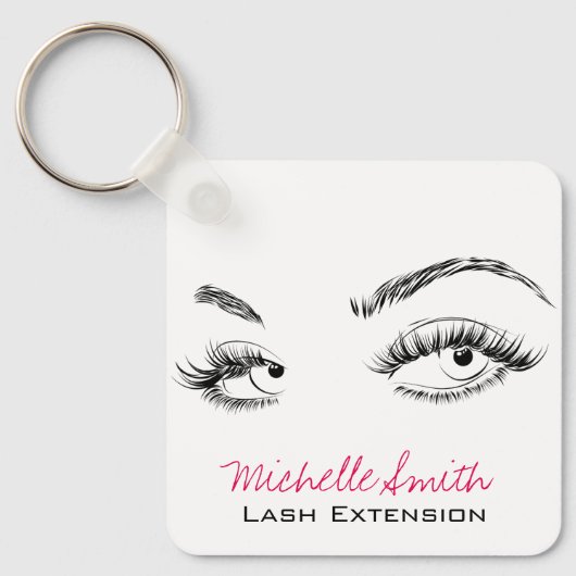Makeup Artist Lashes Brows Black White Qr Code キーホルダー (正面)