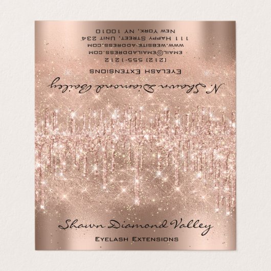 Makeup Artist Lashes Tropfen Rose Blush Confetti 名刺 (外部フラット)