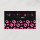 Makeup Artist Lips Pattern Cute Pink & Black 名刺 (正面)