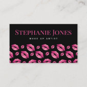 Makeup Artist Lips Pattern Cute Pink & Black 名刺 (正面)