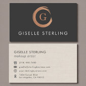 Makeup Artist Metallic Rose Gold Monogram 名刺