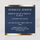 Makeup Artist Nails Beauty SPA blue & Gold Simply スクエア名刺 (裏面)