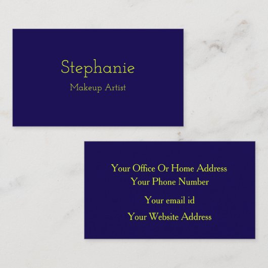 Makeup Artist Neon Yellow Green Navy Blue 名刺 (正面/裏面)