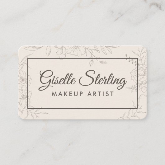 Makeup Artist Neutral Floral 名刺 (正面)