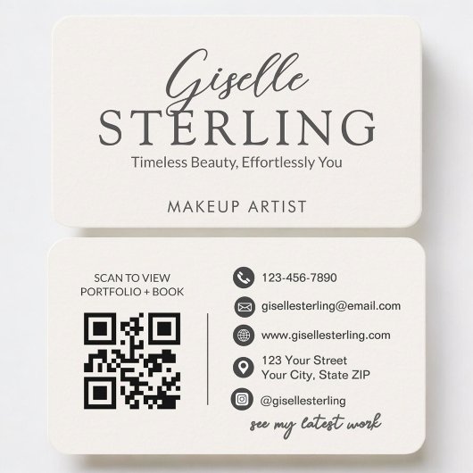 Makeup Artist Neutral QR Code 名刺