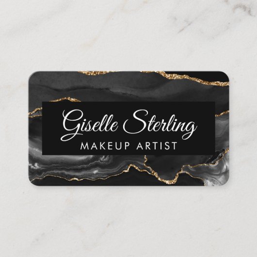 Makeup Artist QR Code Black Gold 名刺 (正面)