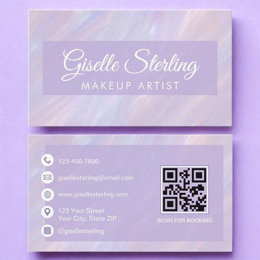Makeup Artist QR Code Iridescent Pastel Opal 名刺