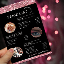 Makeup Artist Rose Gold Glitter flyer チラシ