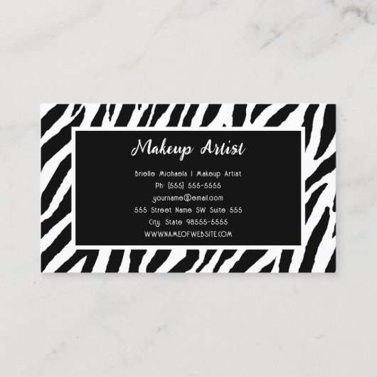 Makeup Artist Zebra Rose Glam 名刺 (裏面)