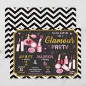 Makeup Birthday Invitation | Glamour Spa Party  招待状 (正面/裏面)