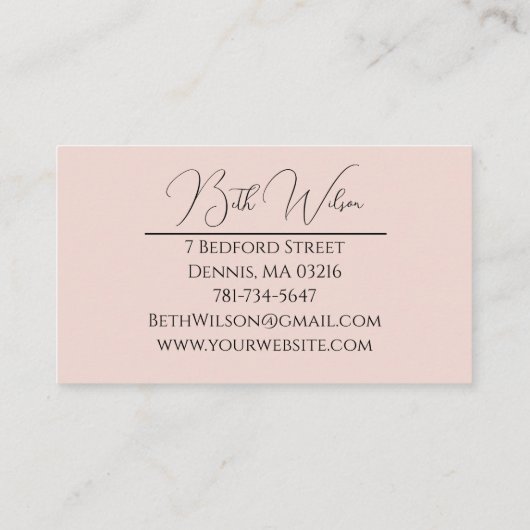 Makeup Business Card, Pink & Black 名刺 (裏面)