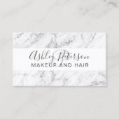 Makeup elegant typography silver glitter marble 名刺 (正面)
