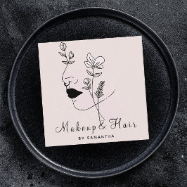 Makeup & Hair Nail Art Drawn Face Feminine Woman スクエア名刺