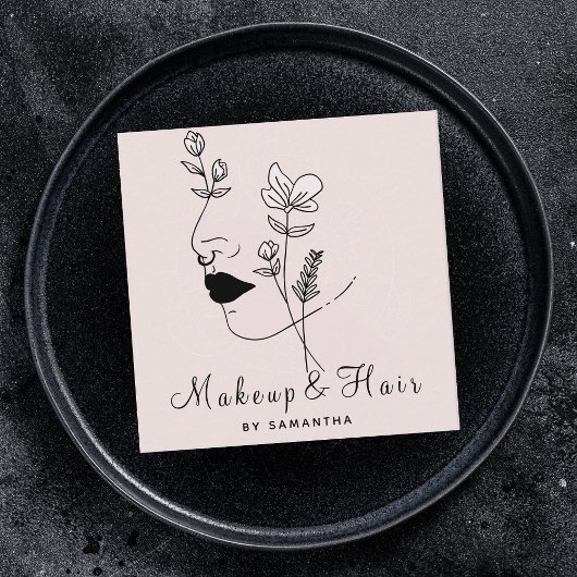 Makeup & Hair Nail Art Drawn Face Feminine Woman スクエア名刺