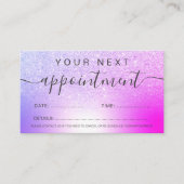Makeup hair pink purple glitter metallic foil 予約カード (正面)