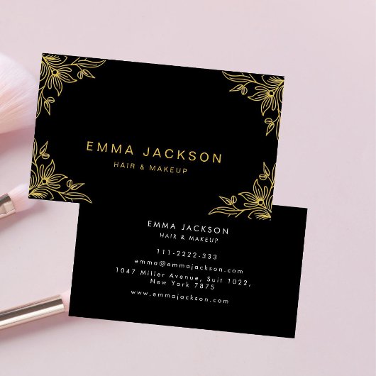 Makeup & Hair Stylist  Elegant  Black & Gold  名刺