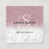 Makeup Marble Rose Gold Glitter Monogram QR スクエア名刺 (正面)