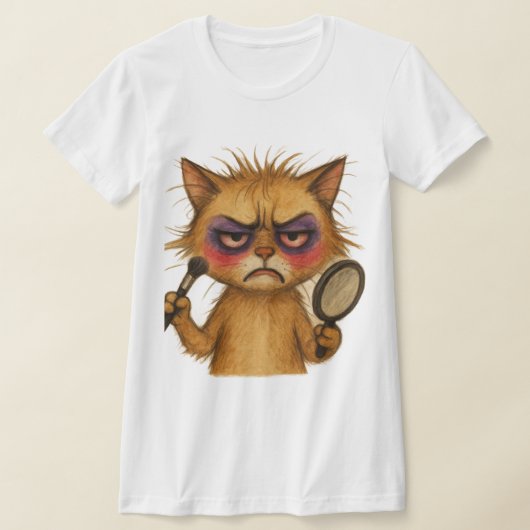 Makeup Meowster – Funny Cat Teen Shirt Tシャツ (レイダウン)