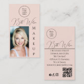 Makeup Pink, QR Code, Vertical Business Card 名刺 (正面/裏面)