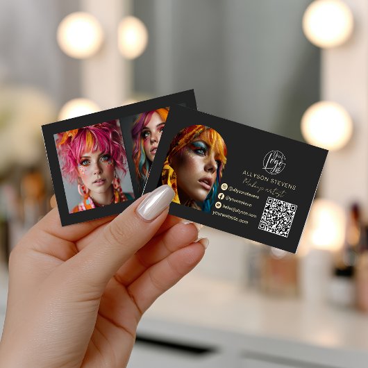 Makeup trendy 3 photo Social Media Logo qr code 名刺