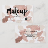 Makeuplipsのばら色の金ゴールドの原稿ブラシストロークロイヤリティ 名刺 (正面/裏面)