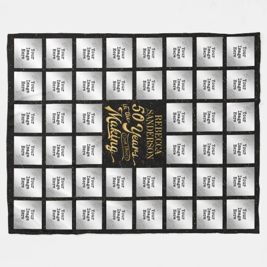 Makingで50年の誕生日44写真 フリースブランケット (正面(横))