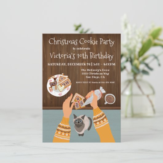 MakingベーキングChristmas Cookieパーティの招待状 招待状 (スタンド正面)