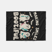 Making スマイルハロウィンおもしろい幽霊電通 フリースブランケット (正面(横))