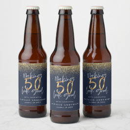 Making 50良い青い金ゴールド誕生日パーティービール ビールラベル