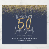 Making 50良い青い金ゴールド誕生日パーティービール ビールラベル (シングルラベル)