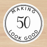 Making 50 Good 50th Birthday Party クラシック Ro ラウンドシール<br><div class="desc">この可愛いステッカーを手に入れて、お客様のパーティーの好意を飾お気に入りのりなさい。誕生日スタイリッシュパ祝ーティーの番号。</div>