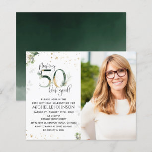 Making 50 Look Good金ゴールドフォト誕生日招待状