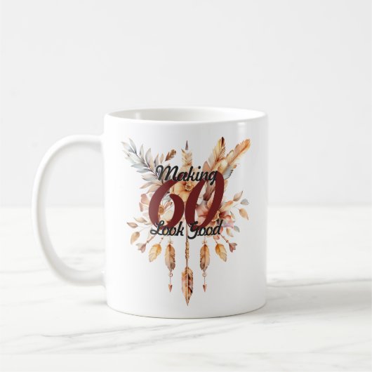 Making 60 Good 60誕生日Boho 素朴 コーヒーマグカップ (左)