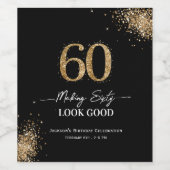 Making 60 Look Good Glitter  Birthday  ワインラベル (シングルラベル)