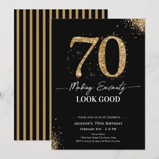 Making 70 Look Good Birthday 招待状 (正面/裏面)