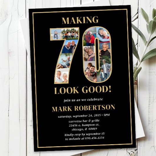 Making 70 Look Good Photo Birthday 招待状