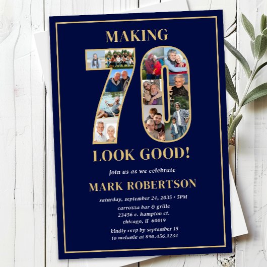 Making 70 Look Good Photo Birthday 招待状