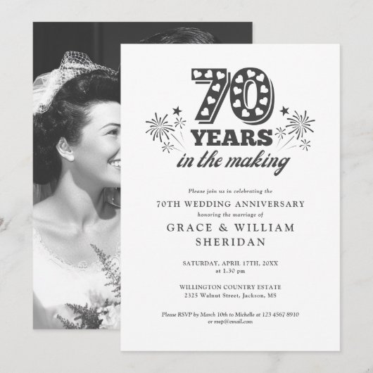 Making 70th 結婚 Anniversary Photo 招待状 (正面/裏面)