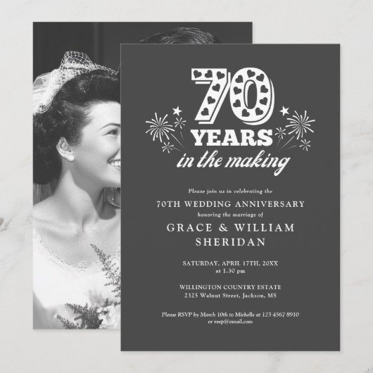 Making 70th 結婚 Anniversary Photo 招待状 (正面/裏面)