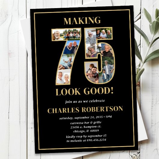 Making 75 Look Good Photo Birthday 招待状