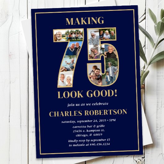 Making 75 Look Good Photo Birthday 招待状