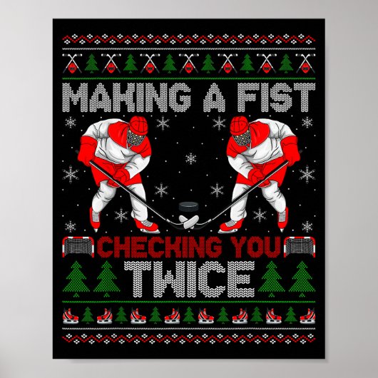 Making A Fist Checking You Twice Ugly Ice Hockey C ポスター (正面)