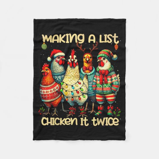 Making A List Chicken It Twice Funny Mama Chicken フリースブランケット (正面)
