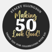 MAKING AGE Good Black金ゴールドありがとう誕生日 ラウンドシール (正面)