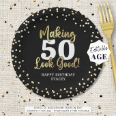 MAKING AGE LOOK GOODブラック金ゴールド誕生日 ペーパープレート