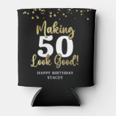 MAKING AGE LOOK GOODブラック金ゴールド誕生日 缶クーラー (正面)